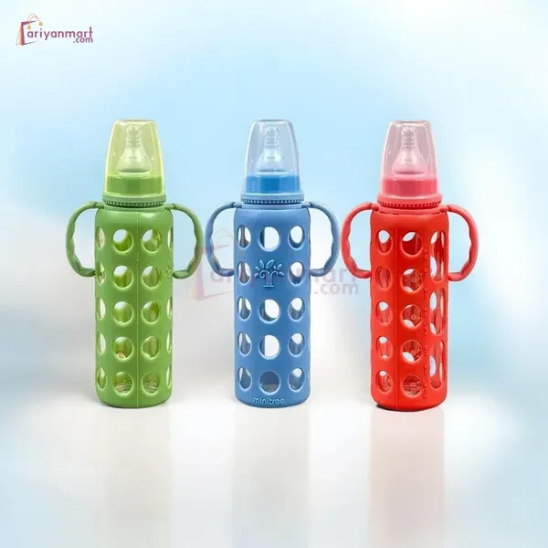 Minitree Slimneck Glass Feeding Bottle 6m+ 240ml - Green