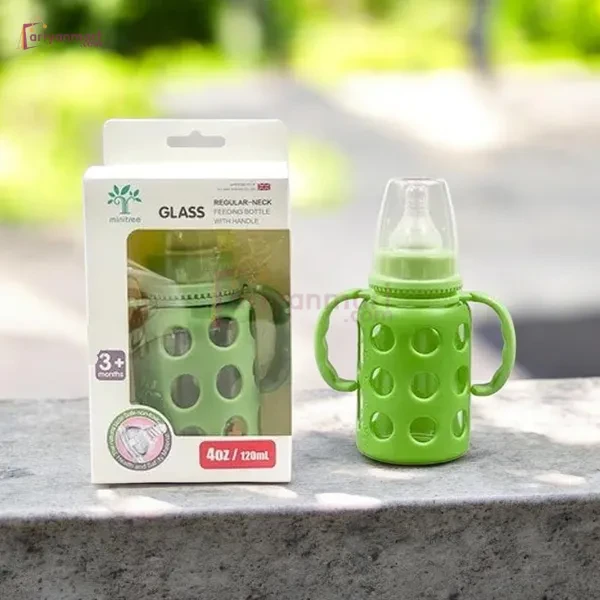 Minitree Slimneck Glass Feeding Bottle 3m+ 120ml - Green