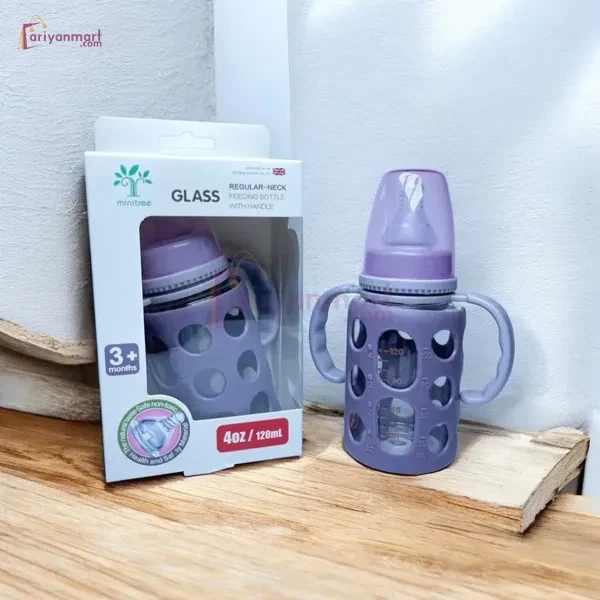 Minitree Slimneck Glass Feeding Bottle 3m+ 120ml - Purple